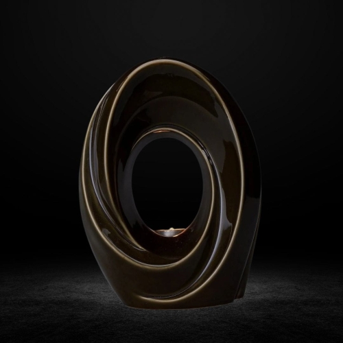 Ceramiczna urna z miejscem na małą świeczkę oliwkowa zieleń połysk  (5).jpg