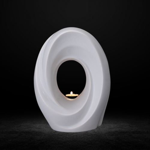 Ceramiczna urna z miejscem na małą świeczkę biała połysk (4).jpg