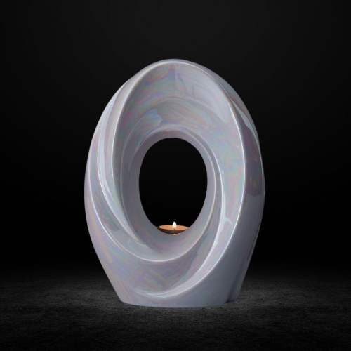 Ceramiczna urna z miejscem na małą świeczkę biały perłowy (5).jpg