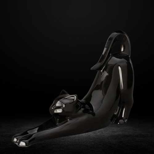 Ceramiczna urna dla zwierząt Kot duży czarny połys (3).jpg