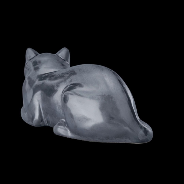 Ceramiczna urna dla zwierząt Kot leżący szaro-czarny mat (2).jpg