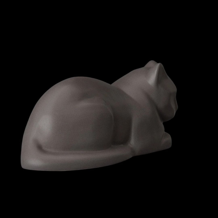 Ceramiczna urna dla zwierząt Kot leżący szary mat (3).jpg