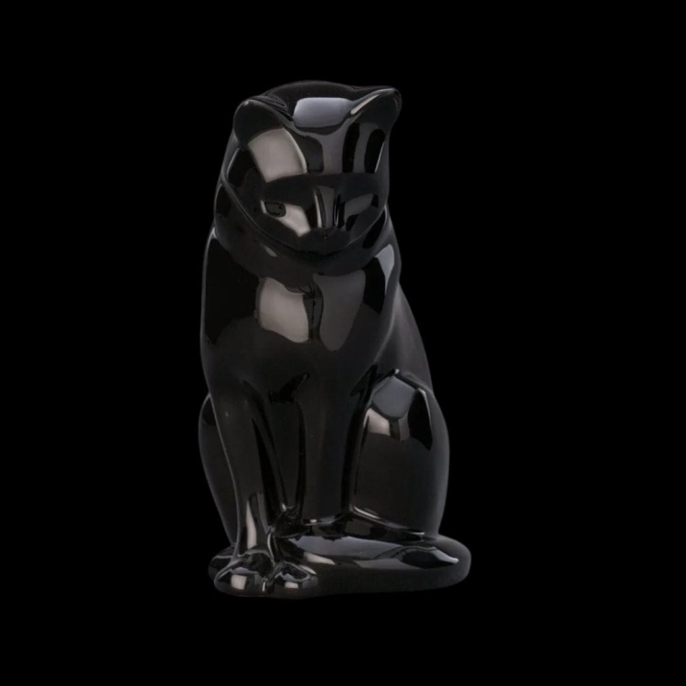 Ceramiczna urna dla zwierząt Kot siedzący czarny połysk (3).jpg