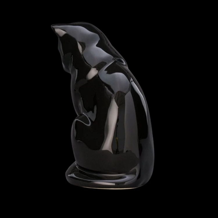 Ceramiczna urna dla zwierząt Kot siedzący czarny połysk (5).jpg