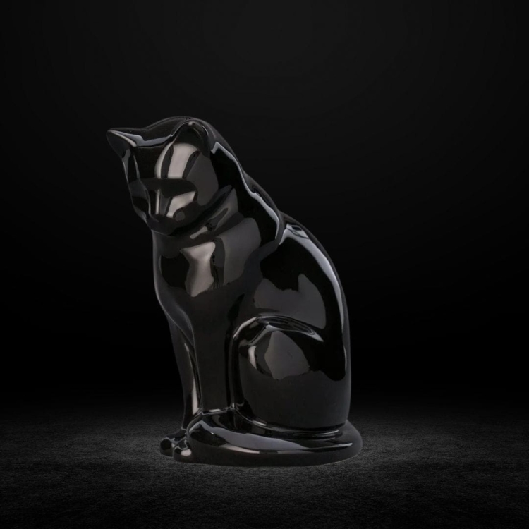 Ceramiczna urna dla zwierząt Kot siedzący czarny połysk (6).jpg