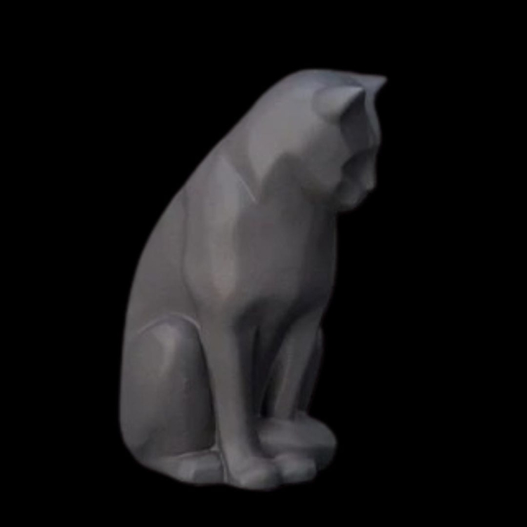 Ceramiczna urna dla zwierząt Kot siedzący szary mat (3).jpg