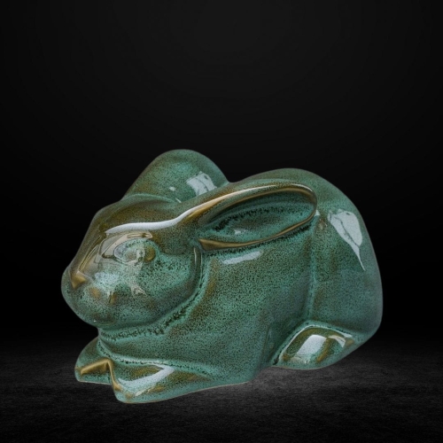 Ceramiczna urna dla zwierząt królik zielono beżowy melanż połysk (5).jpg