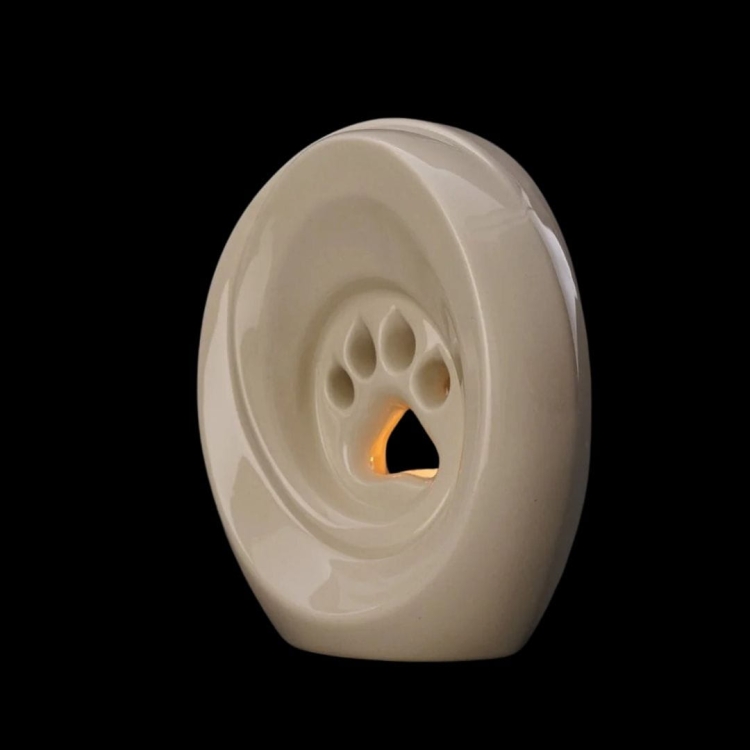 Ceramiczna urna dla zwierząt łapka z miejscem na świeczkę bezbarwny połysk  (4).jpg