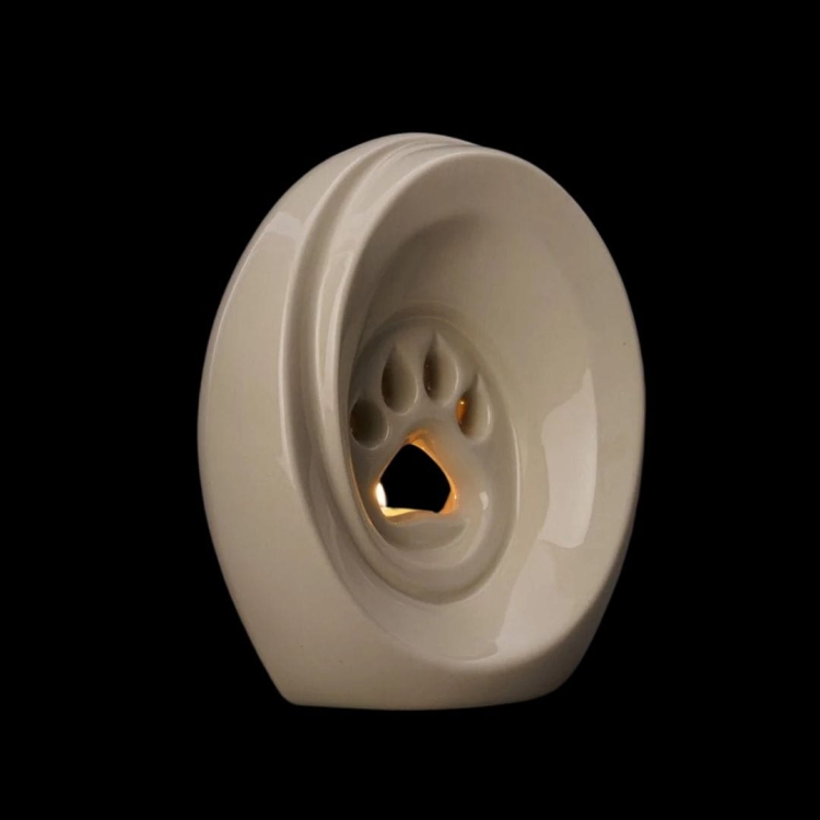 Ceramiczna urna dla zwierząt łapka z miejscem na świeczkę bezbarwny połysk  (1).jpg