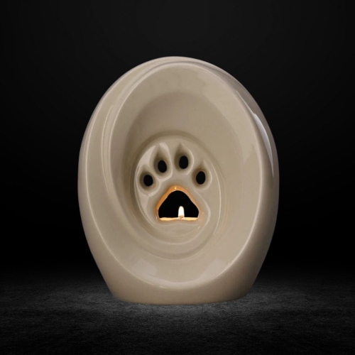 Ceramiczna urna dla zwierząt łapka z miejscem na świeczkę bezbarwny połysk  (2).jpg