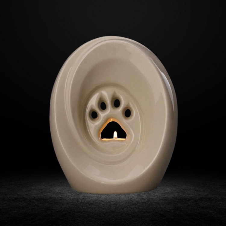 Ceramiczna urna dla zwierząt łapka z miejscem na świeczkę bezbarwny połysk  (2).jpg