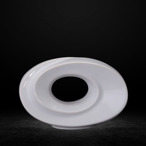 Ceramiczna urna pamiątkowa Symboliczny kształt nieskończoności biały połysk (5).jpg