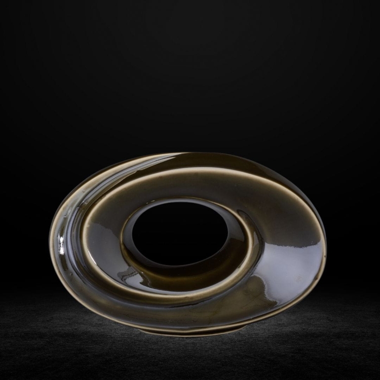 Ceramiczna urna pamiątkowa Symboliczny kształt nieskończoności oliwkowa zieleń połysk (4).jpg