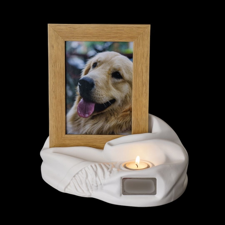 Ceramiczna urna dla zwierząt w kształcie artystycznej podstawy pod zdjęcie biały mat (2).jpg