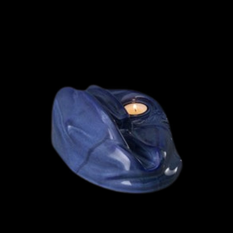 Ceramiczna urna dla zwierząt w kształcie artystycznej podstawy pod zdjęcie niebieski melanż połysk (3).jpg