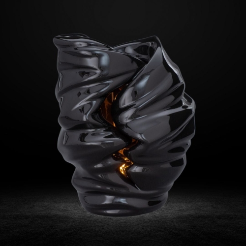 Ceramiczna urna z miejscem na świeczkę Płomień wspomnień czarny połysk (5).jpg