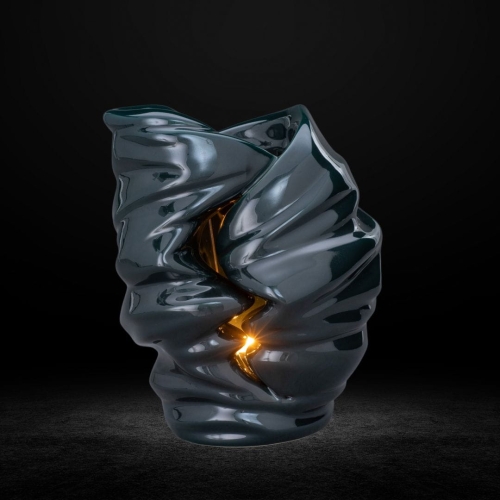 Ceramiczna urna z miejscem na świeczkę Płomień wspomnień butelkowa zieleń połysk (5).jpg