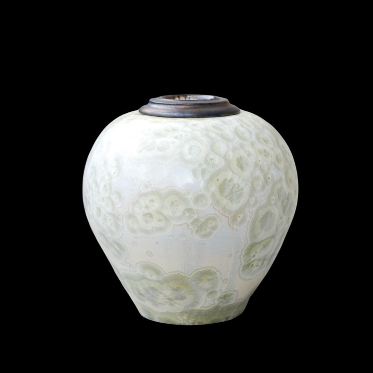 Lumea, Ceramic urn large tall, bright crystal glaze