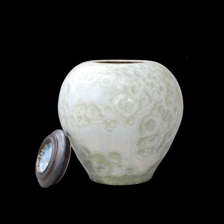 Lumea, Ceramic urn large tall, bright crystal glaze