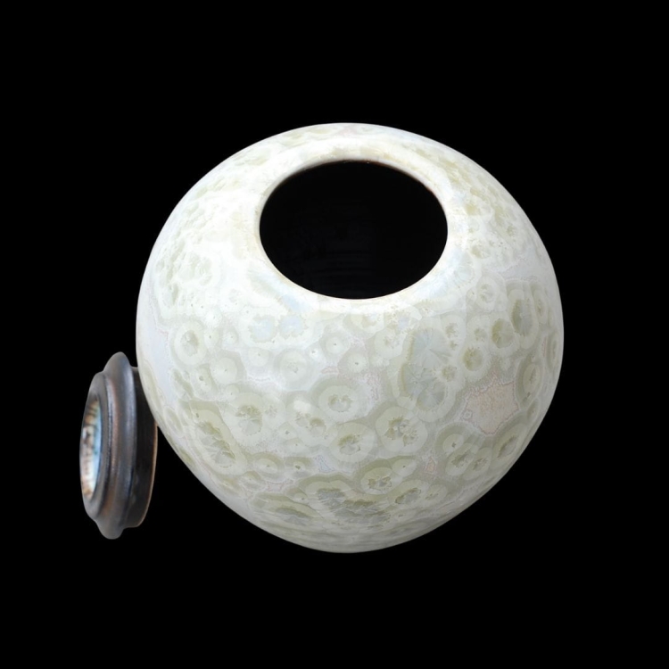 Lumea, Ceramic urn large tall, bright crystal glaze