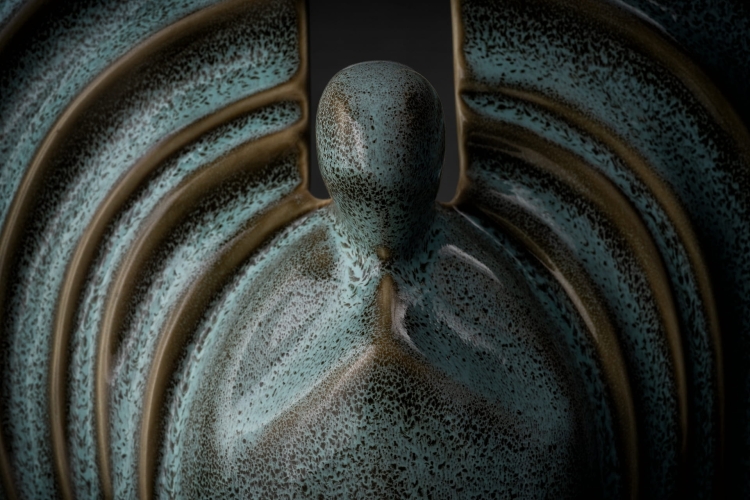 Ceramiczna urna - Anioł - zielono oliwkowy melanż