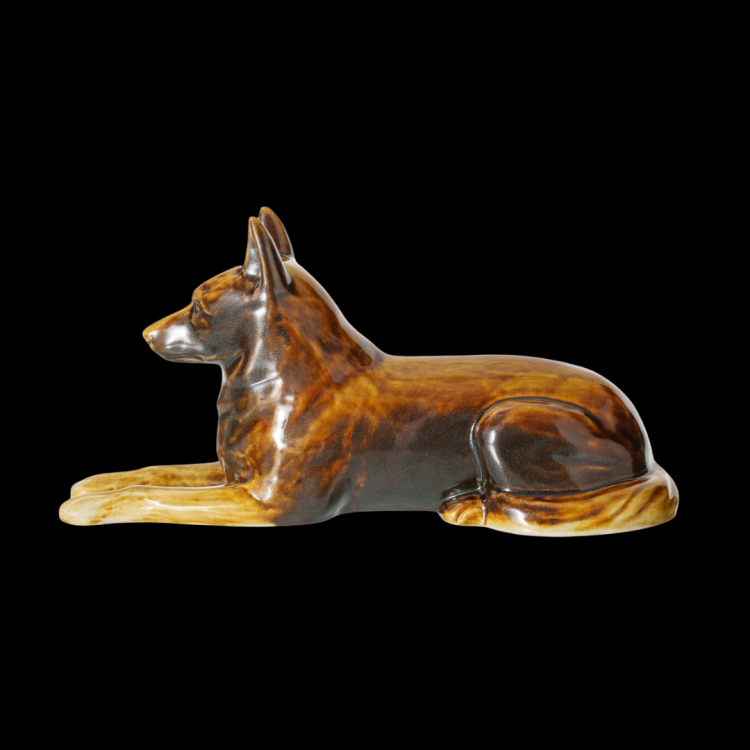 Ceramic pet urn - Shepherd dog - brown - dog urn