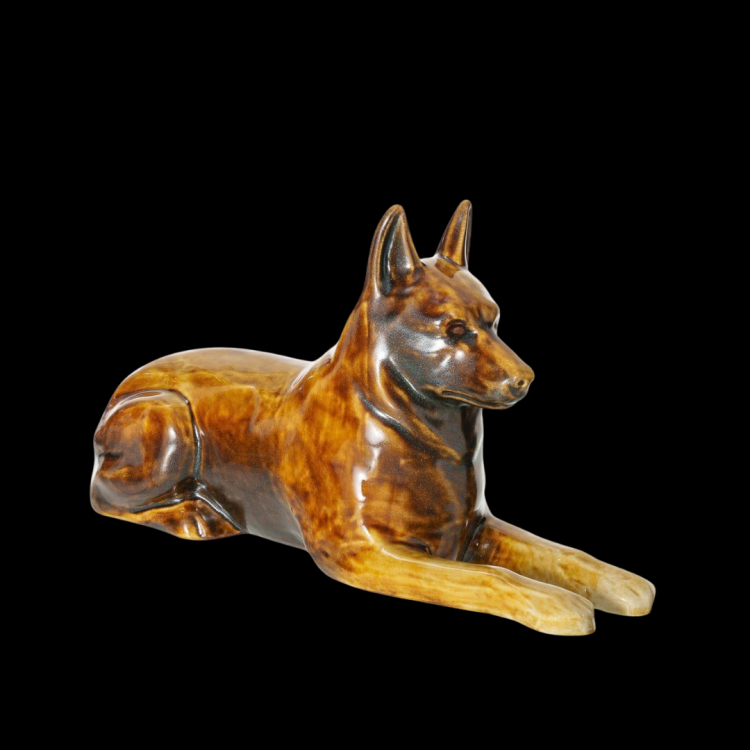 Ceramic pet urn - Shepherd dog - brown - dog urn