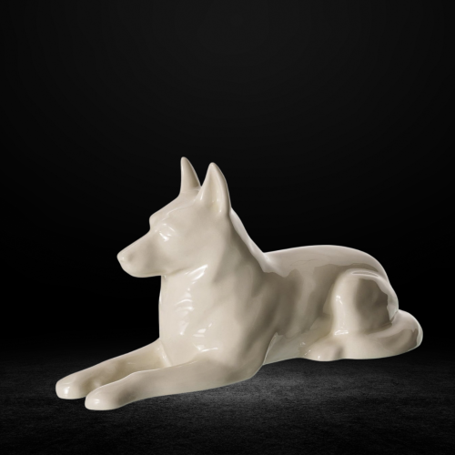 Ceramic urn for animals - Shepherd dog - colorless glaze - urn for a dog