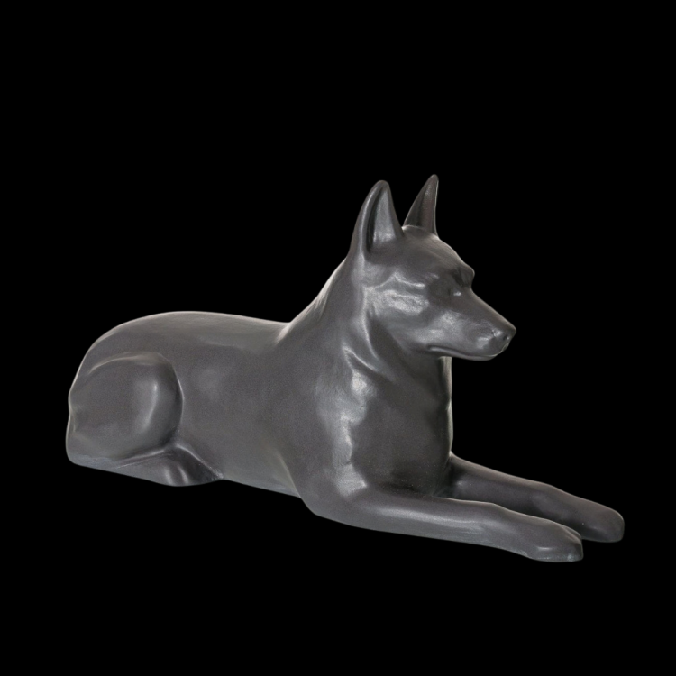 Ceramiczna urna dla zwierząt - pies Owczarek - szary mat - urna dla psa