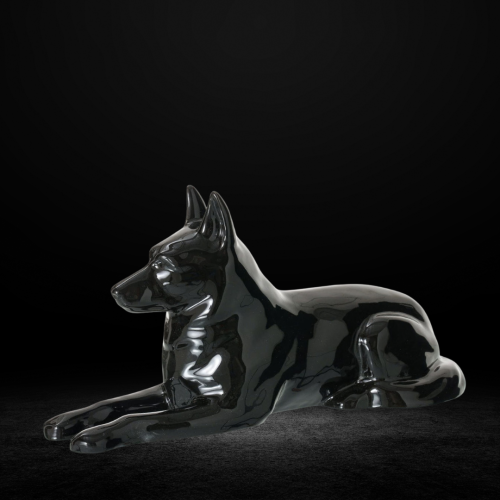 Ceramic urn for animals - Shepherd dog - glossy black - urn for dogs