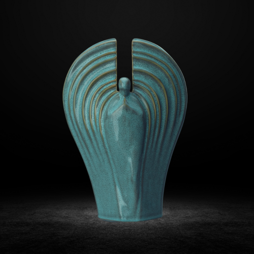 Ceramiczna urna - Anioł - zielono oliwkowy melanż (2).png
