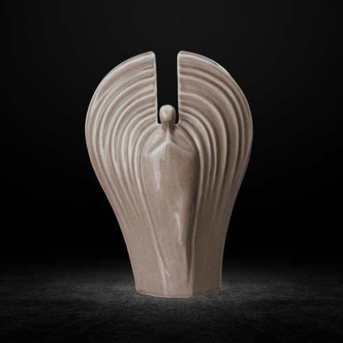Ceramiczna urna - Anioł - beżowo szary połysk (2).png