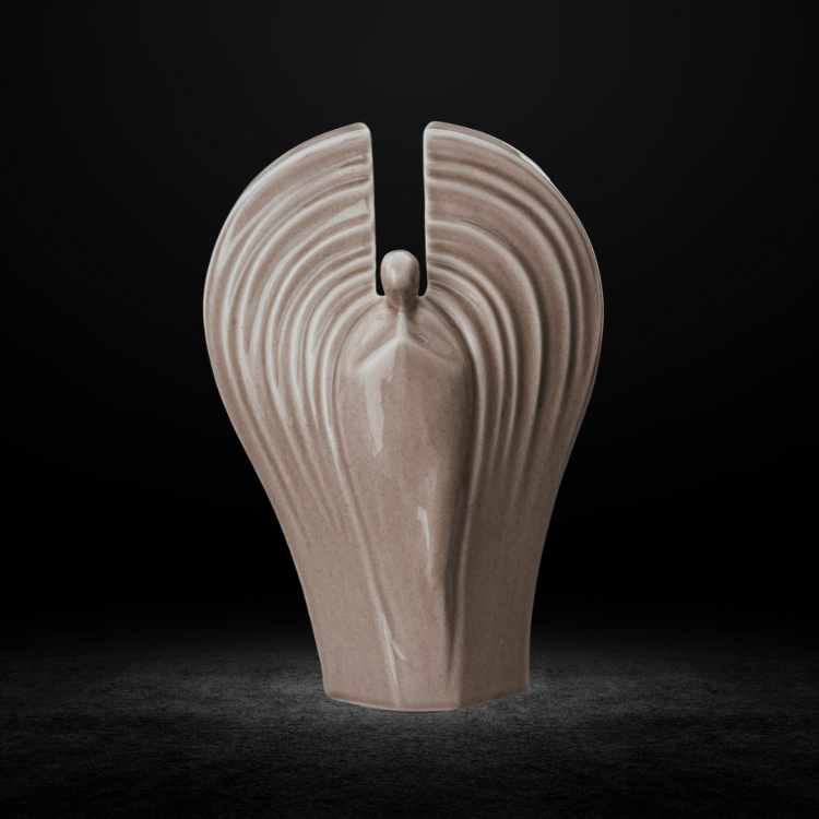 Ceramiczna urna - Anioł - beżowo szary połysk (2).png