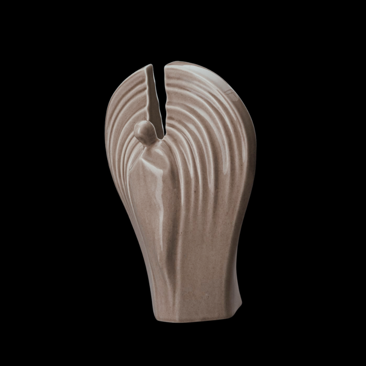 Ceramiczna urna - Anioł - beżowo szary połysk (5).png