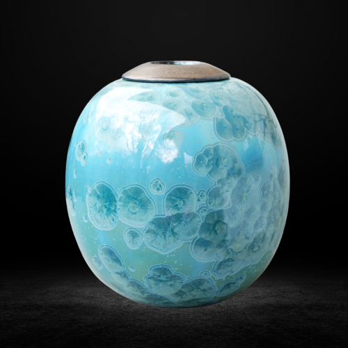 Lumea - Urna ceramiczna - błękitne szkliwo krystaliczne