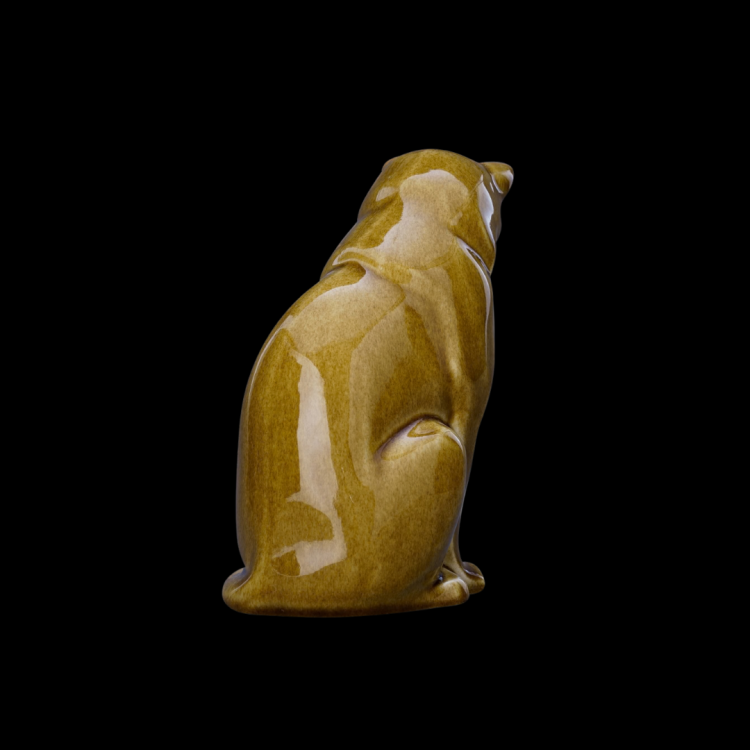 Ceramic pet urn - Sitting cat - dark sand - cat urn
