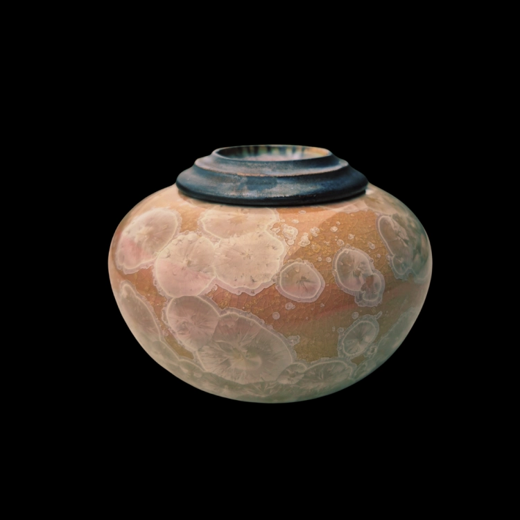 Lumea - Urna ceramiczna mała - beżowo-brązowe szkliwo krystaliczne