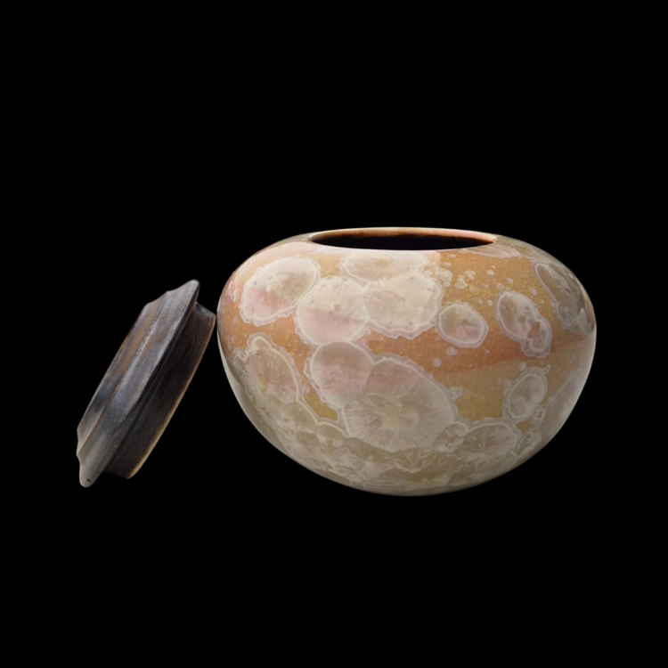 Lumea - Urna ceramiczna mała - beżowo-brązowe szkliwo krystaliczne